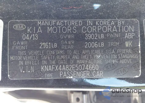 2014 Kia Forte Ex z USA, uszkodzony, nr VIN KNAFX4A82E5074660